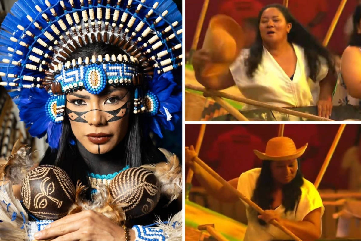 Marciele Albuquerque e a mãe, Néia, no boi Caprichoso